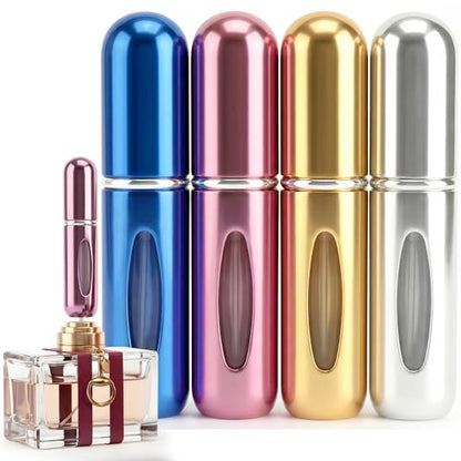 5ml Travel Perfume Bottle Refillable Atomizer Sprayer for Perfume,Leakproof Perfume Atomizer Travel, Portable Refillable Perfume Bottles, (Blue, Pink, Gold, Silver) - color: Blue, Pink, Gold, Silver