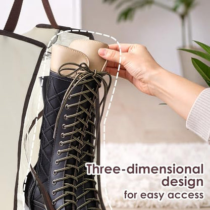 Portable Boots Storage Bag, Beige Dust Proof Boots Protector Carry Bag with Handle Shoe Dust Organizer Packing for Travel and Daily Use(Large) - size: Large