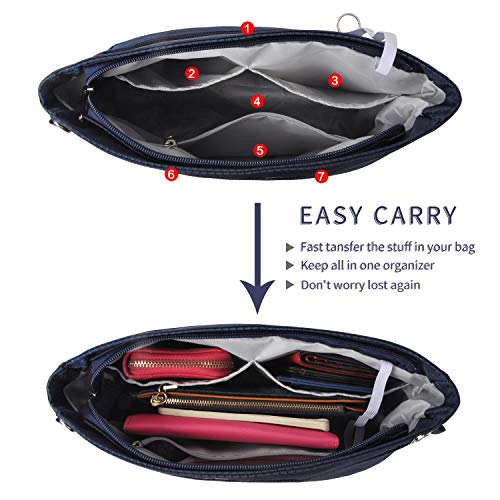 Vercord Expandable Nylon Handbag Purse Organizer Insert Liner Shaper Bag in Bag Navy Large - color: Navy, size: Large