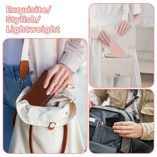 Squeeze Top Sunglass Pouch - Portable Sunglass Organizer Pouch Bags Soft PU Leather Glasses 2 Pack - color: Mica Green+light Pink