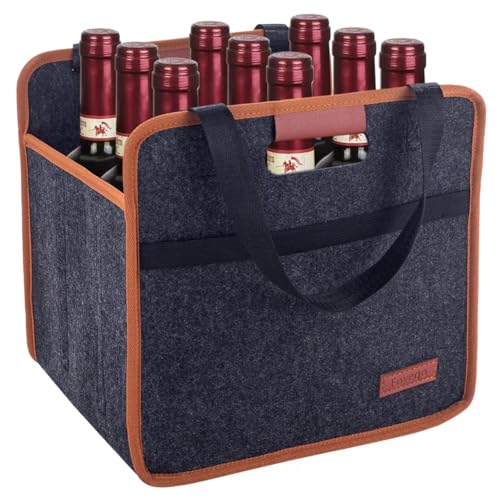 Foyego 9 Bottle Wine Tote Bag, Insulated Thermal Padded Wine Carrier Tote, Reusable Wine Bags for Travel, Camping and Picnic, Perfect Wine Lover Gift - color: 9 Bottle