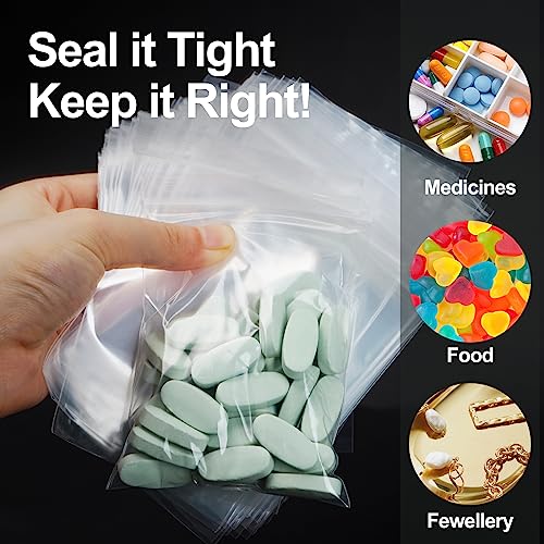 1200Pcs Small Plastic Bags for Jewelry, 2x3'' Small Zip Bag Baggies Resealable, Durable Zip Bag for Pill and Business - Clear - color: 2" x 3"