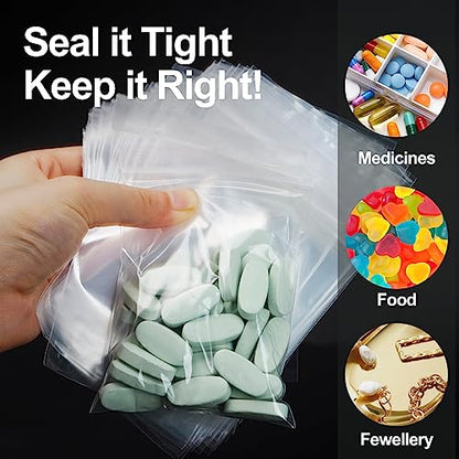 1200Pcs Small Plastic Bags for Jewelry, 2x3'' Small Zip Bag Baggies Resealable, Durable Zip Bag for Pill and Business - Clear - color: 2" x 3"
