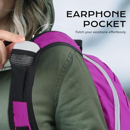 VPBAGE 15L Water-resistant Hiking Daypack for Women, Small Backpack Travel Outdoor, Lightweight Day Pack with Tool Loops - color: Purple