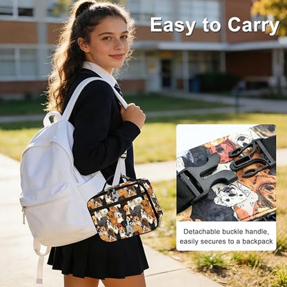 Cute Dog Lunch Bag Insulated Reusable Lunch Box Cooler Thermal Tote Bag For Teenage Boys Girls School Beach - color: Cute Dog