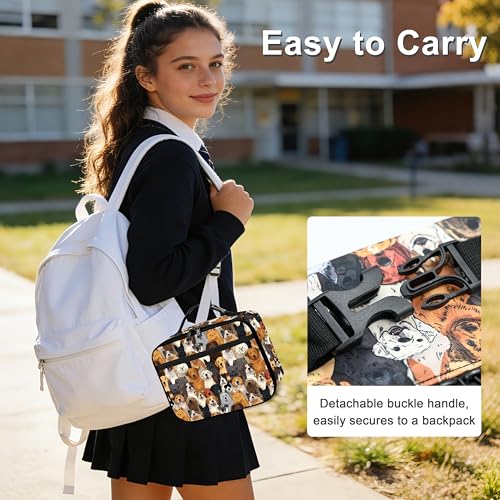 Cute Dog Lunch Bag Insulated Reusable Lunch Box Cooler Thermal Tote Bag For Teenage Boys Girls School Beach - color: Cute Dog