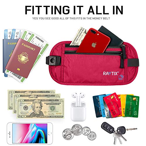 Money Belt For Travel Wallet Belt Passport Holder Travel Pouch to Protect You With RFID Transmissions –Secure, Hidden - color: pink