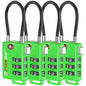 TSA Approved Cable Luggage Locks, Re-settable Combination with Alloy Body (Green 4 Locks) - color: Green 4Pk