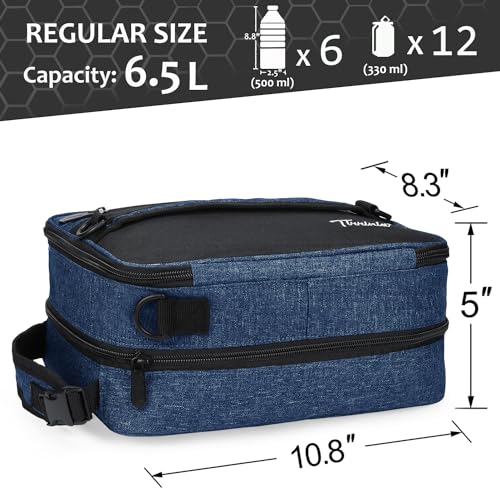 Tirrinia Expandable Insulated Lunch Bag for Men Women – Leakproof Reusable Cooler LunchBox for Kids & Adults with Shoulder Strap, Perfect for Work, School, Office, Travel,Dark Blue - color: Dark Blue