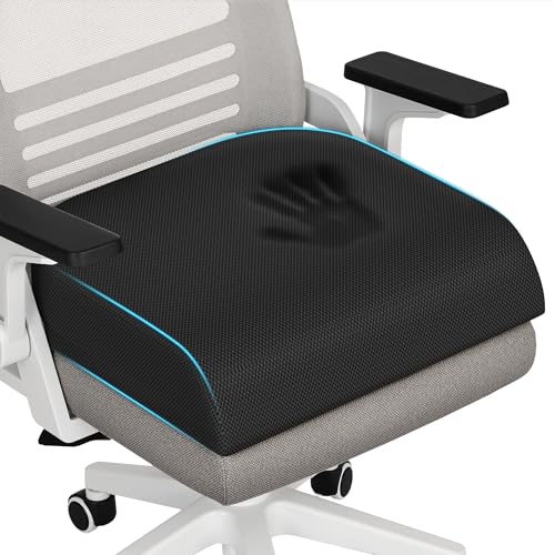 TranquilRelax 2XL Seat Cushion, Memory Foam Cushion for Long Sitting Hours on Office Chair, Car Seat, Non-Slip Chair Pad for Sciatica, Coccyx, Tailbone Pain Relief & Post-Surgery Recovery (Black) - color: Black, size: 2XL-Large