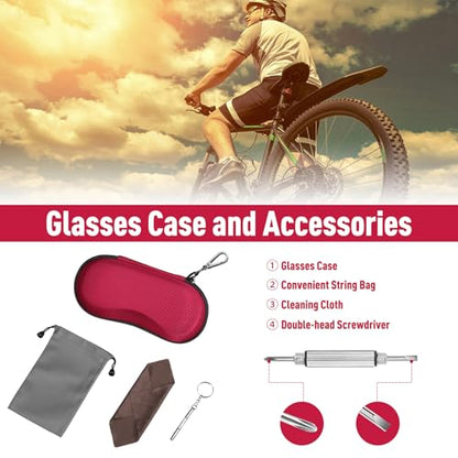 FINTIE Sunglasses Case, Hard EVA Shell Shockproof Sport Glasses Case with Metal Carabiner Travel Zipper Eyeglasses Holder - color: Red