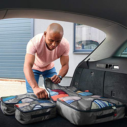 Travel Packing Cubes 5 pcs Luggage Organizer Set for Bag & Suitcase - color: Grey