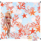 Beach Blanket Waterproof Sandproof, 9 Ft X 10 Ft Extra Large Sand Free Beach Mat, Big Compact Lightweight Quick Drying Picnic Blanket with 4 Stakes & Pockets for Camping, Travel, Hiking - color: Red Starfish, size: 9x10 FT (1～8 person)