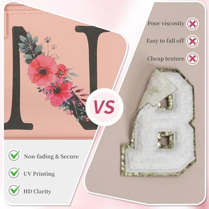 OCHEAL Initial Makeup Bag,Monogram Make up Bag Pink Travel Makeup Organizer Case Beauty Toiletry Cosmetic Bag with Brush Holder, Trendy Stuff Personalized Gifts for Women and Girls-N - color: Pink, style: N