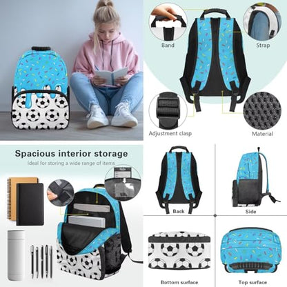 Kids Football Backpack Set for Boys, School Bookbag and Pencil Case Bundle,Preschool Primary School Backpacks with Lunch Box and Pencil Case for Back to School Supplies - color: Football -3