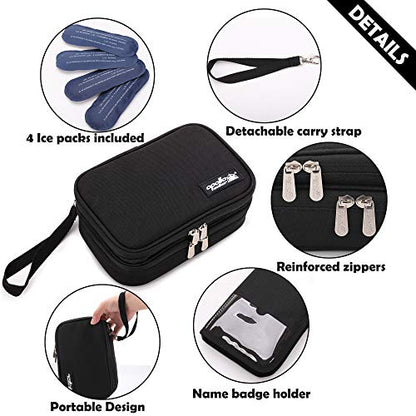 apollo walker Insulin Cooler Travel Case, TSA Approved Diabetic Medication Cooler with Ice Packs and Insulation Liner for Insulin Pens & Supplies - color: Black, size: Medium