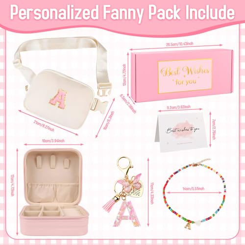 Funny Pack for Grandkids Teen Girls Gift, Birthday Gifts for 4 5 6 7 8 9 10 11 12 13 Year Old Girls, Initial Fanny Pack, Teen Girl Gift Trendy Stuff Crossbody Bag Set for Teens, Back To School, A - style: A