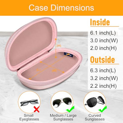 Fintie Sunglasses Case with Carabiner, Hard Shell Shockproof Sport Glasses Cases Travel Zipper Eyeglasses Holder, Rose Gold - color: Rose Gold