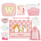 Essential First Period Kit for Girls 9-12 with Custom Initial Bag-Letter W,Period Bags,Tracker and More for Tweens Girls