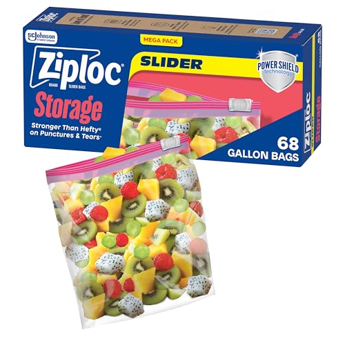 Ziploc Gallon Food Storage Slider Bags, Power Shield Technology for More Durability, 68 Count - size: 68 Count