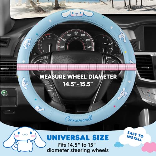 Sanrio Cinnamoroll Car Trunk Organizer, Steering Wheel Cover, Air Freshener & Refill – Cute, Collapsible, Heavy-Duty Storage & Car Accessories for Groceries, Tools, Travel – 12.5"L x 12.5"W x 9"H - style: Pack Cinnamoroll