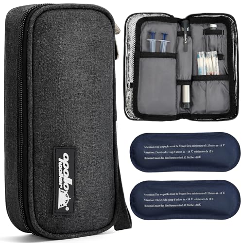 apollo walker Insulin Cooler Travel Case Diabetic Medication Cooler with Ice Packs and Insulation Liner insulin travel case tsa approved - color: Black, size: Small