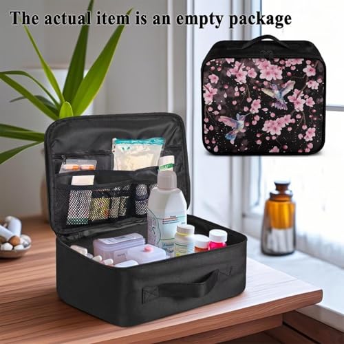 Empty First Aid Bag Hummingbird Floral Medical Bag Empty Large Capacity for Home Office and Travel Use Lightweight Washable Soft Fabric - color: Hummingbird Floral