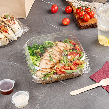 Restaurantware Thermo Tek 33.8 Ounce Clamshell Containers 100 Anti-Fog To Go Food Containers - Freezable Square Clear Plastic Food Packaging Containers Disposable - size: 39 oz