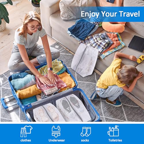 SelfTek Shoe Bags for Travel - 3 Pack 1 Size Double-Sided Zipper Shoe Bag for Men & Women, Waterproof Portable Shoe Storage Pouch with Handle, Family Travel Accessories - Medium Size - style: 3 Pack-1 Size