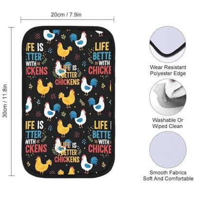 Auto Armrest Cover Protector Life is Better with Chickens White Rooster, Car Center Console Pad, Universal Fit for Most Vehicle Models, Durable Material - color: Picture (79)