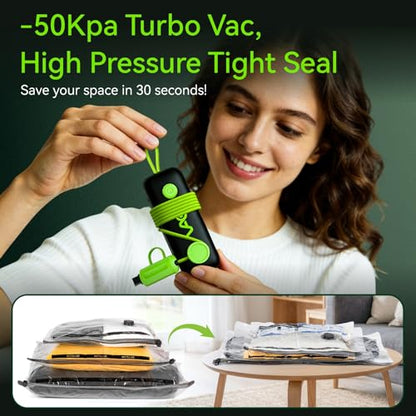 Vacuum Bags for Travel - USB Electric Pump, 12 Pack Carry-on Size Vacuum Seal Bags for Clothing - Space Saver Vacuum Storage Bags for Luggage, Travel Essentials. - style: 12 bags + USB pump
