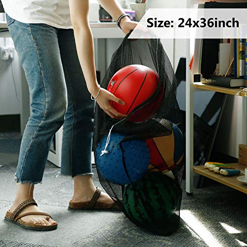 Frienda 6 Pieces Mesh Stuff Sack, 11 x 15 Inch Durable Nylon Drawstring Laundry Bag for Rinsing Beach Toys, Seashell Collecting, Mesh Bags for Travel(Black) - color: Black
