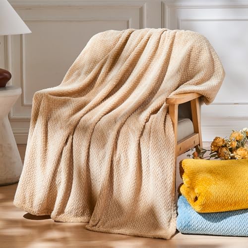 NEWCOSPLAY Super Soft Queen Blanket Brown Premium Silky Flannel Fleece Leaves Pattern Lightweight Bed Blanket All Season Use (Brown, Queen(90"x90")) - color: Brown, size: Queen(90"x90")