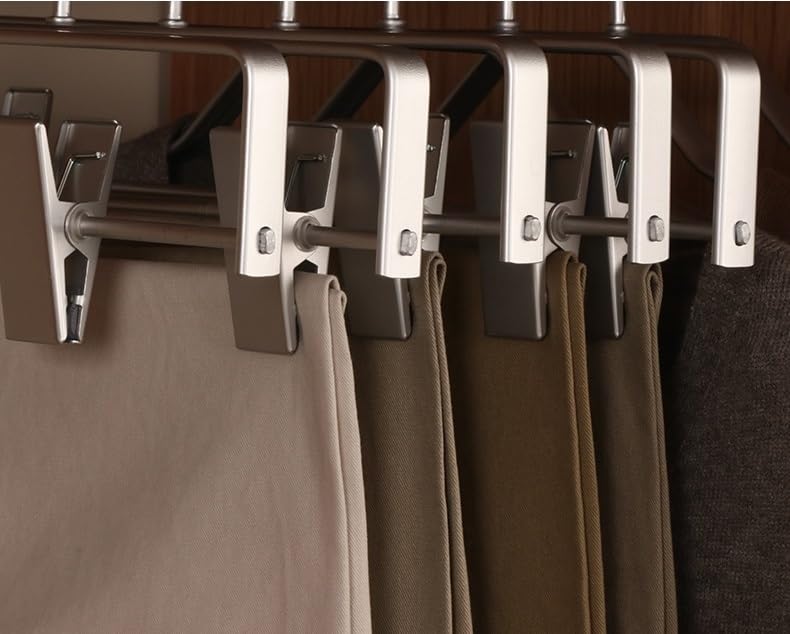 Premium Matte Silvery Aluminum Pants Clip Hanger 10 Pack, 12” Extra Smooth & Durable Metal Shirt Dress Aluminum Alloy Hanger,Clothing Support,Clothing Hang - style: Silver Pants Clip Hanger（10）