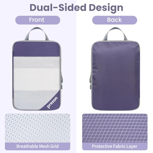Compression Packing Cubes for Travel, Lightweight Vacation Travel Essentials, Travel Accessories for Suitcase Organizer Bags Set, Durable Luggage Organizer - color: Indigo, size: 6 set-Half Mesh