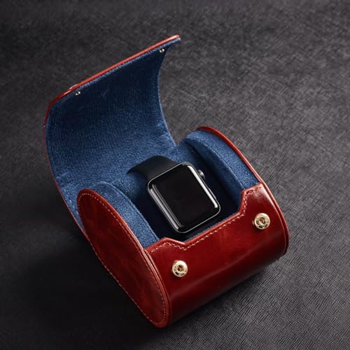 Genuine Napa Leather Watch Roll Travel Case - Travel Watch Rolls and Leather Watch Display Cases with Velvet Interior - Watch Storage Organizer Men's By CALIBERWATCH (Brown - Single) - color: Brown - Single