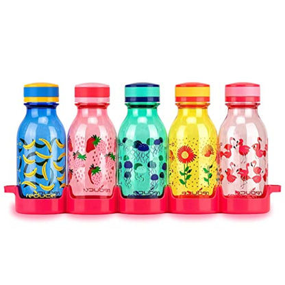 REDUCE WaterWeek 14 oz Tritan Reusable Water Bottles - Includes 5 Leak Proof Bottles and Fridge Tray - BPA Free and Dishwasher Safe - color: Berry, size: 14 Ounces
