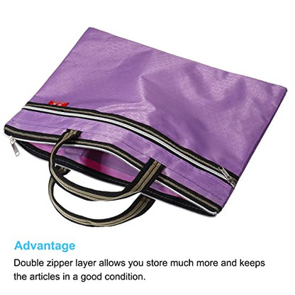 PATIKIL Waterproof Zipper File Bag, Documents Books Tools Storage Zip Pouch for Office Travel, Purple - color: Purple