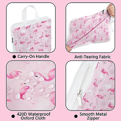 6 Pcs Compression Packing Cubes Waterproof Suitcase Travel Bag Luggage Backpack Organizer Travel Cubes for Packing-Flamingo - color: Flamingo