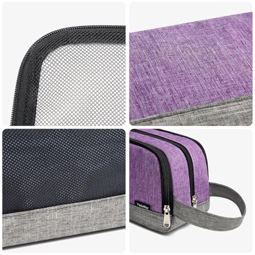 Yeiotsy Men's Travel Toiletry Bag – Small Dopp Kit with Mesh Pockets & 3 Compartments, Durable Shaving Organizer for Gym, Camping & Weekend Trips - color: Purple