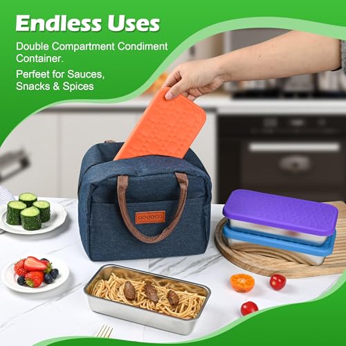 4 Pack Stainless Steel Snack Containers Set, Mixed Single & 2 Compartment Bento Boxes with Silicone Lids, Leakproof Food Storage for Meal Prep, Lunch, Travel, Picnic, Camping, Kitchen Organization - color: 1 & 2 Compartments – A