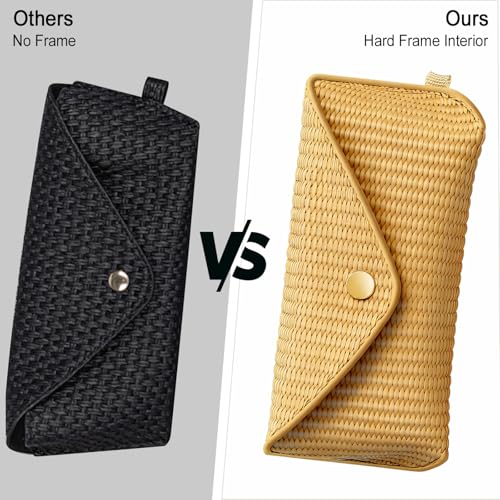 RayLove Glasses Case Hard Shell, Portable Sunglasses case Travel Protection Glasses Case, Reading Glasses Case for Women Men - color: Woven, Mocha