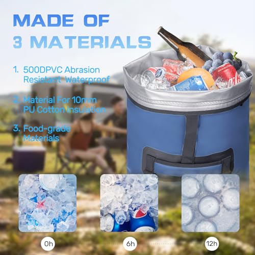 48cans Large Cooler Backpack Insulated Waterproof for Men Women Insulated Backpack Cooler Leak Proof Waterproof for 12 Hours Cooling for Camping Picnic Hiking Beach Travel Kayaking - color: Blue