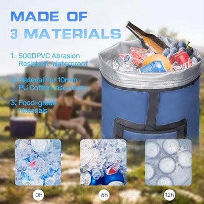 48cans Large Cooler Backpack Insulated Waterproof for Men Women Insulated Backpack Cooler Leak Proof Waterproof for 12 Hours Cooling for Camping Picnic Hiking Beach Travel Kayaking - color: Blue