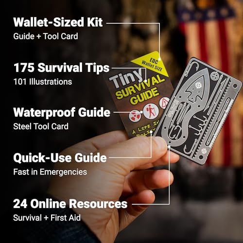 Tiny Survival Guide – Micro EDC Emergency Preparedness Pocket Handbook for Camping, Hiking, Bushcraft, SAS & First Aid – Fits Wallet, Bug Out Bag or Glove Box - style: 1 Survival Guide & 1 Survival Card
