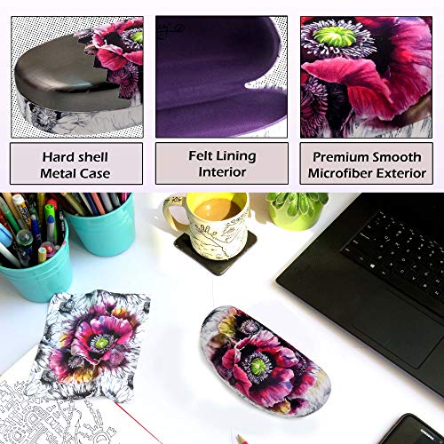 MyEyeglassCase Hard Sunglasses case - Women Glasses Case Holder - Large Durable Eyeglass Case Hard Shell with Pouch & Cloth - color: Z-combo As113 Poppy