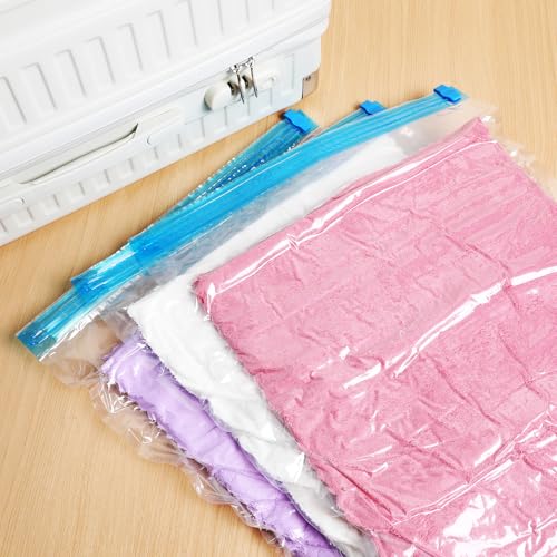 GARVALON 12 Pcs Vacuum Storage Compression Bags Set 40x60cm 50x70cm Roll-up Space Saver Travel Packing Organizer for Clothing and Closet