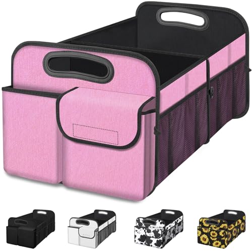 Femuar Car Trunk Organizer, Car Storage Organizer with Large Capacity Waterproof Collapsible Trunk Organizer for Car Suv/Jeep/Sedan (Pink, Standard) - color: Pink, size: Standard