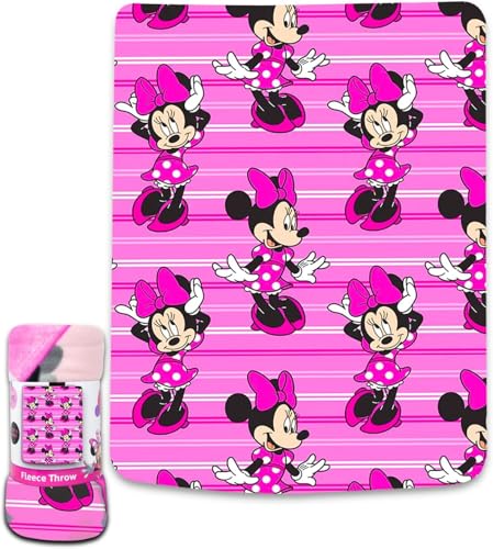 Disney Minnie Mouse Travel Blanket and Pillow Set - Bundle with 45"x 50" Throw Blanket, Neck Pillow, Stickers, More | Minnie Mouse Travel Accessories for Kids, Girls