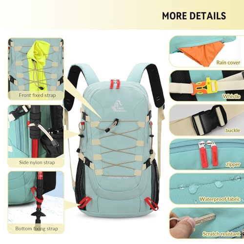 Bseash 40L Waterproof Hiking Backpack with Rain Cover, Outdoor Sport Travel Bag Daypack for Camping Climbing Skiing Cycling (Black) - color: Black